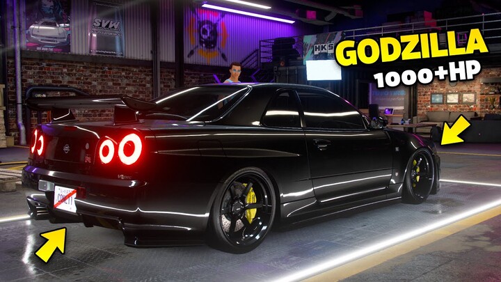 Need for Speed Heat - 1000HP GODZILLA NISSAN GT-R R34 Customization | Real Engine & Sound