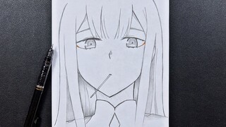 Anime sketch | how to draw zero two step-by-step