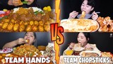 MUKBANGERS Eating Using HANDS Vs CHOPSTICKS🙀 👐🆚🥢