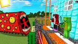 Train Eater vs Security House - Minecraft gameplay Thanks to Maizen JJ and Mikey