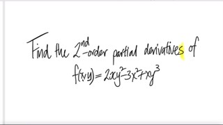 Find the 2nd-order partial derivatives of f(x,y)=2xy^2-3x^2+xy^3