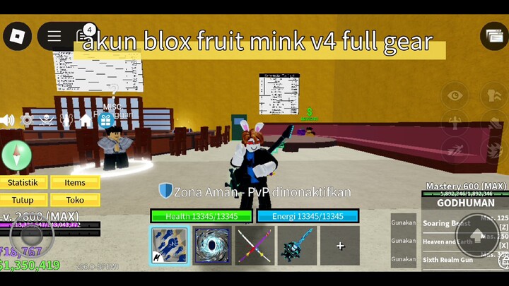 stok akun blox fruit lvl max race mink v4 full gear