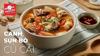 Cách làm CANH SỤN BÒ CỦ CẢI giòn sụt, thích mê | MÓN NGON MỖI NGÀY