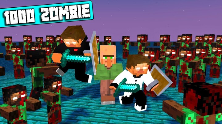 1000 Zombie vs Herobrine Brothers : SAVE THE VILLAGER - Minecraft Mission @Mechanicz Gaming