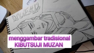 Menggambar Kibutsuji Muzan Raja Iblis dari Demon Slayer