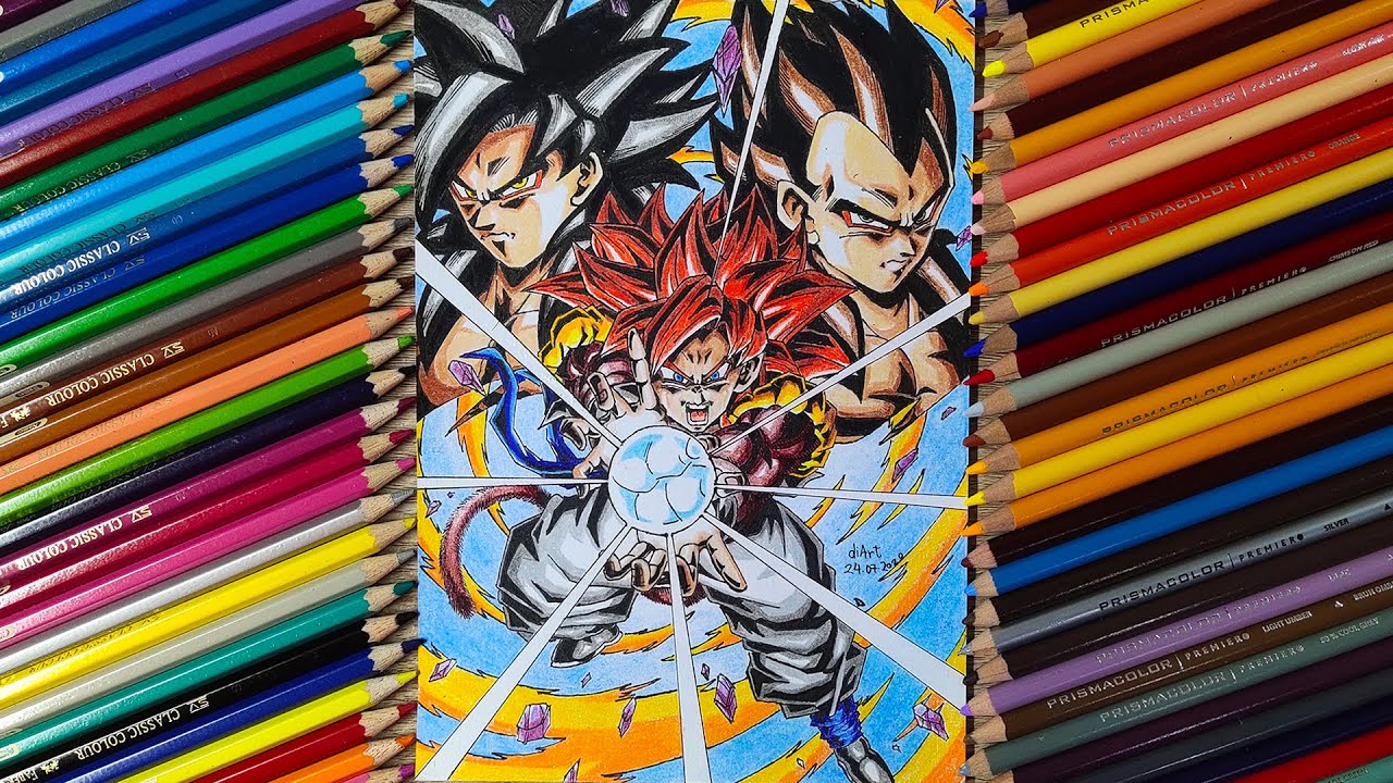 How To Draw Gogeta Super Saiyan 4, Step by Step, Drawing Guide, by