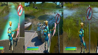 Catch an item with a Fishing Rod at different locations with No Fishing Signs