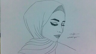 CARA MENGGAMBAR CEWEK BERHIJAB