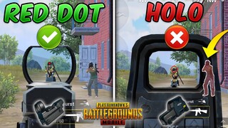 RED DOT vs HOLOGRAPHIC SIGHT (PUBG Mobile/BGMI) Ultimate Comparison Guide/Tutorial (Tips and Tricks)