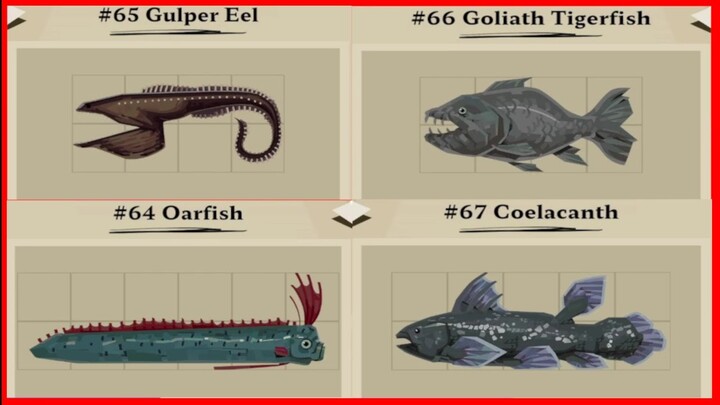 Dredge - Rare Fish Locations (Oarfish, Gulper Eel, Coelacanth, Goliath Tigerfish)