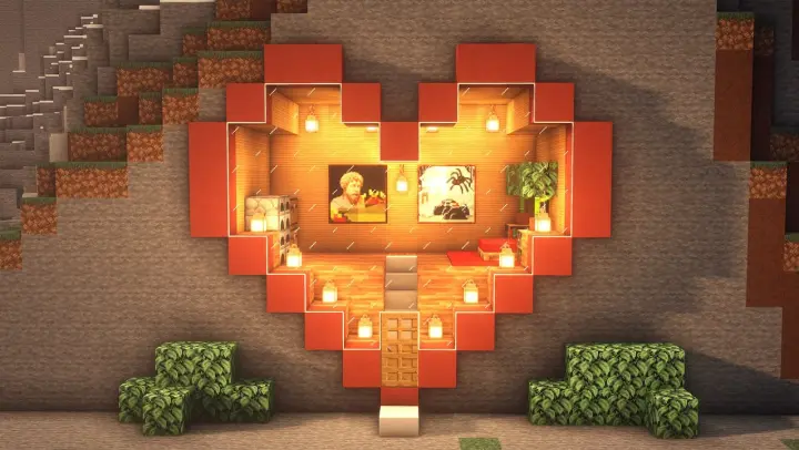 Minecraft: How to build a heart house in the mountain