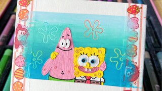 Graffiti màu phấn sơn dầu·SpongeBob SquarePants và Patrick Star (Hướng dẫn vẽ)