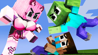 Monster School Baby Zombie ปกป้อง Baby Herobrine จากพ่อที่ไม่ดี - Minecraft Animation