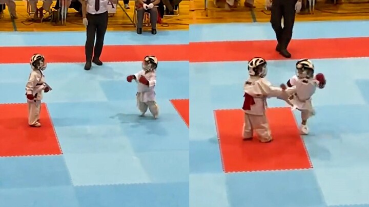 Mencoba saling melucu sampai mati? 2 anak lucu berkompetisi di Taekwondo, dan satu anak lucu melompa