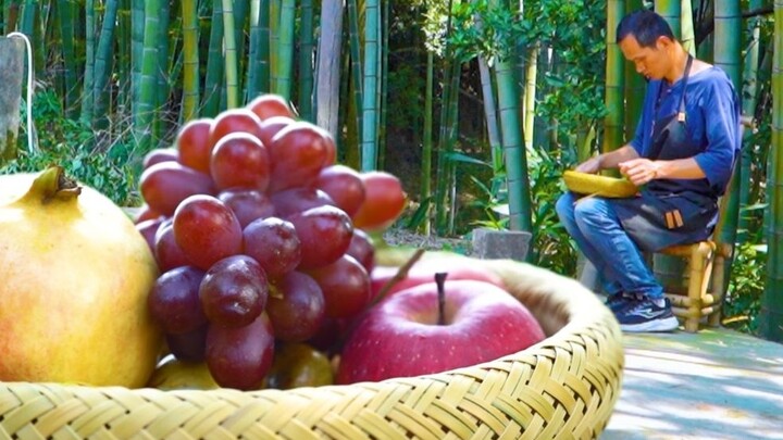 It's outrageous: two bamboo strips become a human high-quality fruit plate!