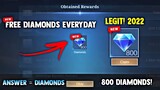 FREE! 800 DIAMONDS EVERYDAY! FREE DIAMONDS! LEGIT100% (WAY TO CLAIM!) | MOBILE LEGENDS 2022
