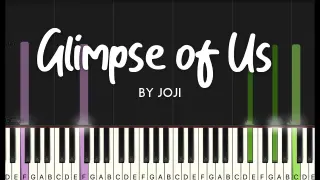 Glimpse of Us by Joji synthesia piano tutorial + sheet music