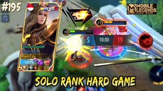 LANCELOT SOLO RANK HARDGAME | LANCELOT GAMEPLAY #195 | MOBILE LEGENDS BANG BANG