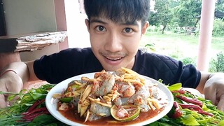 ตำมะม่วงกุ้งสดนรกแตก  กุ้งตัวใหญ่ๆ กรอบๆ แซ่บมาก....