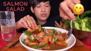 MUKBANG ASMR EATING SPICY SALMON SALAD | MukBang Eating Show