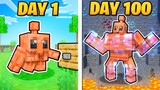 I Survived 100 DAYS as a COPPER GOLEM in Minecraft!