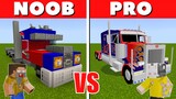 NOOB vs PRO: OPTIMUS PRIME BUILD BATTLE sa Minecraft PE!