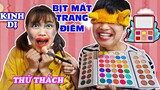 THỬ THÁCH KINH DỊ BỊT MẮT TRANG ĐIỂM - Ai Trang Điểm Đẹp hơn ? BLINDFOLDED MAKEUP CHALLENGE