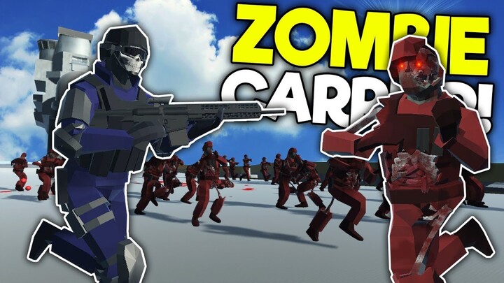 ZOMBIE ARMY BATTLES SWAT ON CARRIER! - Ravenfield Mods Gameplay - Zombie Survival