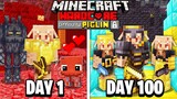 I Survived 100 Days as a PIGLIN in Hardcore Minecraft... Here's What Happened...