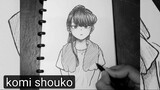 menggambar komi san dengan satu pena, speed drawing