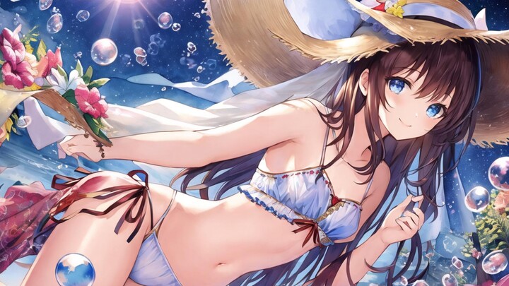 [AI Painting] Summer, sunshine, beach, do you like the beach lady?