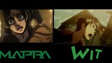 Perbandingan antara gaya Attack on Titan WIT dan MAPPA (1)
