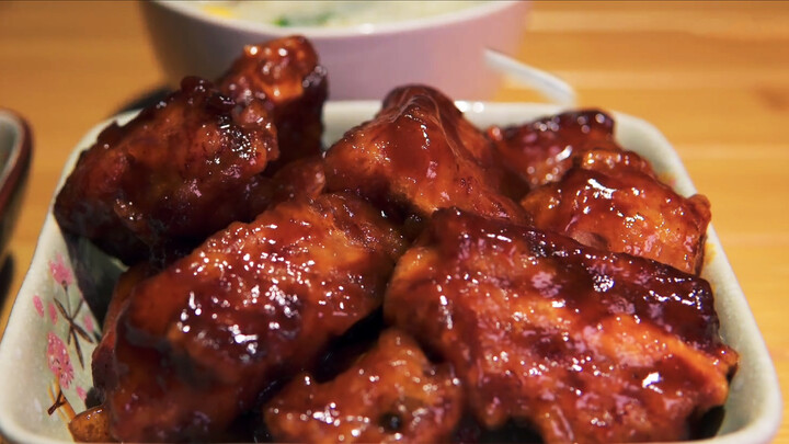 The appetizing sweet and sour pork rib