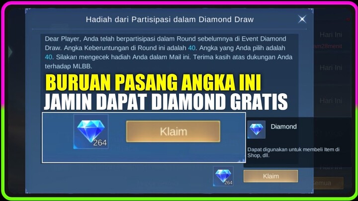 BURUAN PASANG ANGKA INI | DIJAMIN DAPAT DIAMOND GRATIS | BOCORAN ANGKA DIAMOND GRATIS