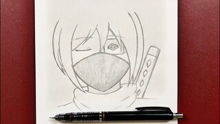 Easy anime drawing | how to draw a ninja girl step-by-step