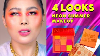 4 Looks Neon Summer Makeup Tutorial | Huda Beauty Neon Palette