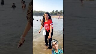 hum beech me pucha gaye 😂 #minivlog #beach  #ytshorts #priyalkukreja #shorts #dushyantkukreja