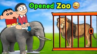 Shinchan And Nobita Opened Zoo 😂 || 😱 Funny Game Zoo Tycoon