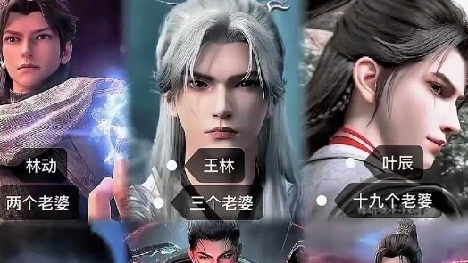 Number of wives of male protagonists in Chinese comics