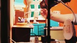 Stop-motion animation of the hamburger and the production process of animation props