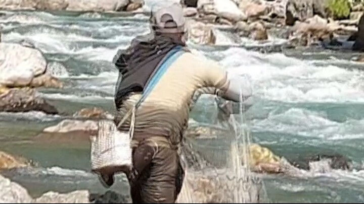 Cast Net Fishing in Nepal | Himalayan Trout Fishing with Handmade Cast Net |