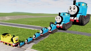 Big & Small Thomas the TANK vs SpongeBob the Tank Engine Train | BeamNG.Drive