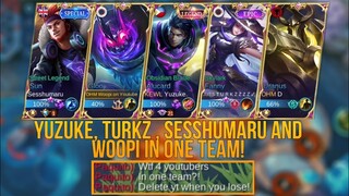 YUZUKE, TURKZ, SESSHUMARU AND WOOPI IN ONE TEAM?! | DELETING YT CHANNEL IF WE LOSE?! | MLBB