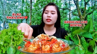 MAKAN LALAPAN MENTAH KANGKUNG LIAR PARE MENTAH BIHUN UDANG TANPA NASI#mukbang#lalapanmentah#asmr