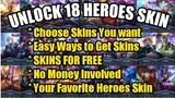 UNLOCK 18 HEROES SKIN FOR FREE | Mobile Legends : Bang Bang