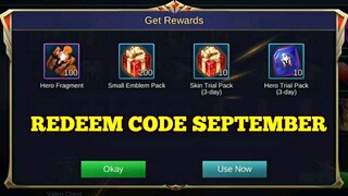 REDEMPTION CODE SA MOBILE LEGENDS PART 11 + SEPTEMBER | SKIN GIVEAWAY