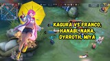 Kagura VS Franco, Hanabi, Nana, Dyrroth, Miya