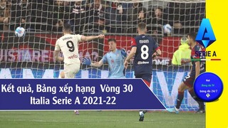 BẢNG XẾP HẠNG & KẾT QUẢ VÒNG 30 VĐQG ITALIA SERIE A 2021-22