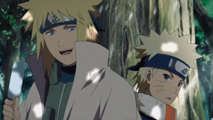 Minato mengajari Naruto cara membuat Rasengan