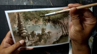 Tutorial cat air untuk pemula - Easy watercolor Tutorial for beginners  - Bali